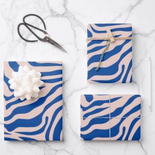 Zebra Print Blue Zebra Stripes Animal Print Inpakpapier Vel