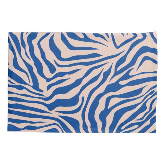 Zebra Print Blue Zebra Stripes Animal Print Kussensloop (Achterkant)
