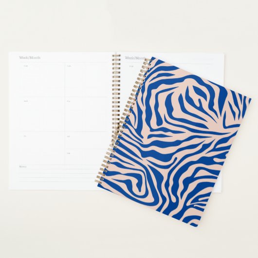 Zebra Print Blue Zebra Stripes Animal Print Planner (Display)
