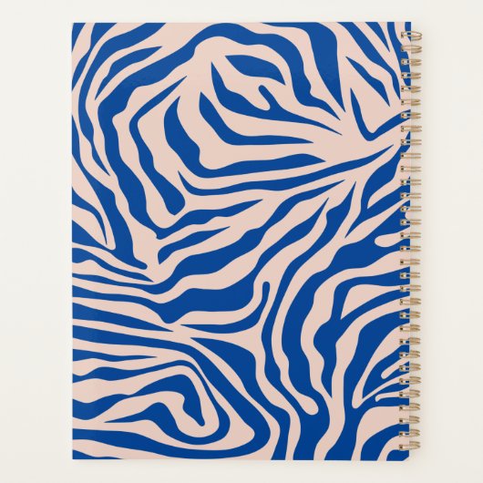 Zebra Print Blue Zebra Stripes Animal Print Planner (Achterkant)