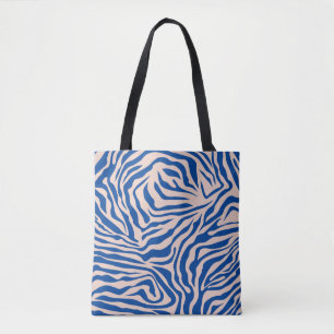 Zebra Print Blue Zebra Stripes Animal Print Tote Bag