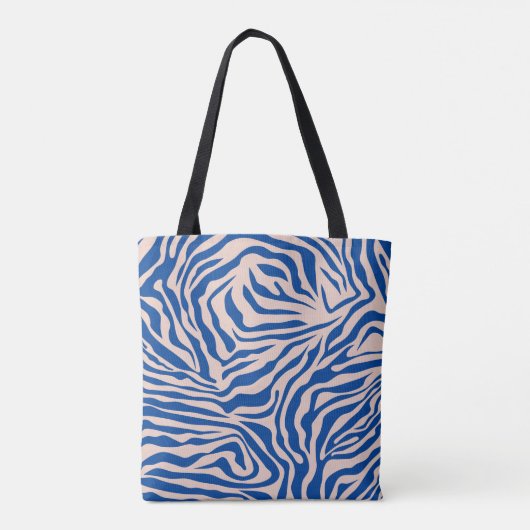 Zebra Print Blue Zebra Stripes Animal Print Tote Bag (Achterkant)
