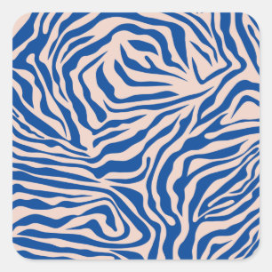 Zebra Print Blue Zebra Stripes Animal Print Vierkante Sticker