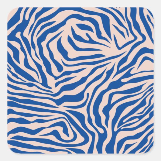 Zebra Print Blue Zebra Stripes Animal Print Vierkante Sticker (Voorkant)