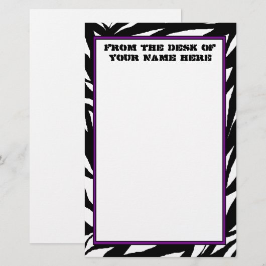 Zebra print briefpapier (Voorkant / Achterkant)