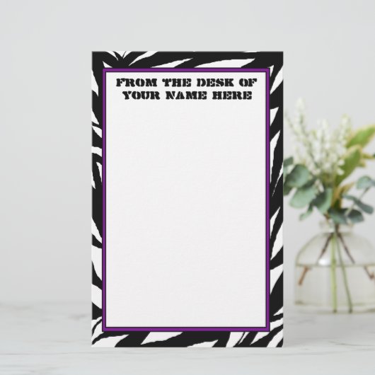 Zebra print briefpapier (Staand voorkant)