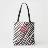 Zebra Print Brown & White Canvas tas (Voorkant)