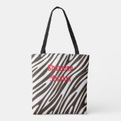 Zebra Print Brown & White Canvas tas (Achterkant)