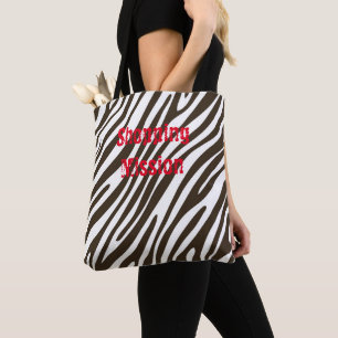 Zebra Print Brown & White Canvas tas