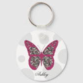 Zebra Print Butterfly Sleutelhanger (Voorkant)