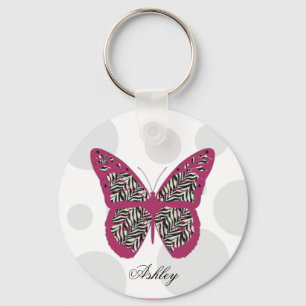 Zebra Print Butterfly Sleutelhanger