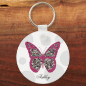 Zebra Print Butterfly Sleutelhanger (Voorkant)