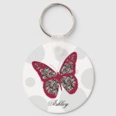 Zebra Print Butterfly Sleutelhanger (Voorkant)