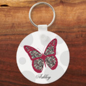 Zebra Print Butterfly Sleutelhanger (Voorkant)