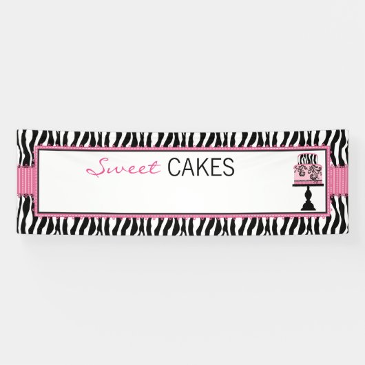 Zebra Print Cake Boutique Bakery Business Banner (Horizontaal)