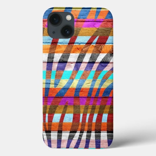 Zebra Print Colorful Wood Case-Mate iPhone Case (Achterkant)