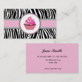 Zebra Print Cupcake bakkerij roze elegant Visitekaartje (Voorkant / Achterkant)