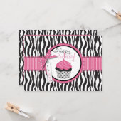 Zebra Print & Cupcake Birthday Kaart (Voorkant / Achterkant in situ)