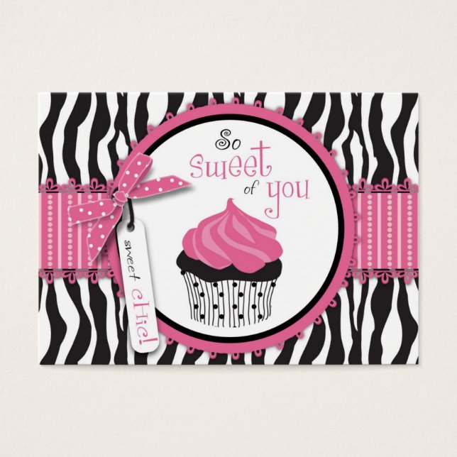 Zebra Print & Cupcake Dank u Notecard Visitekaartjes (Voorkant)