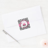 Zebra Print & Cupcake Dank u Vierkante Sticker (Envelop)