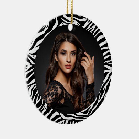Zebra Print Custom Photo Ornament (Rechts)