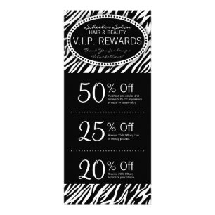 Zebra Print Custom Salon Coupons Specials Reclamekaart