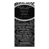 Zebra Print Custom Salon Coupons Specials Reclamekaart (Achterkant)