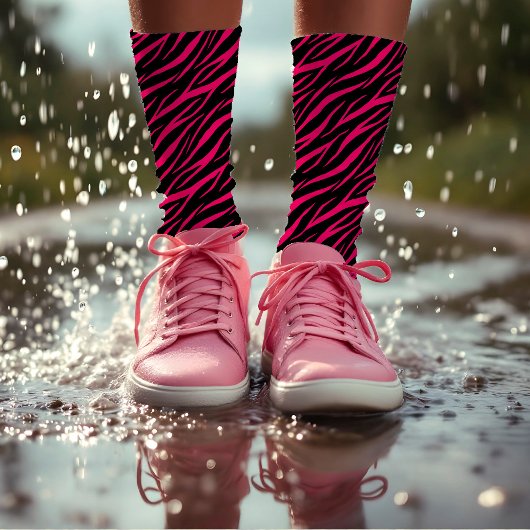 Zebra Print Cute Modern & Elegant Girly Pink Black Sokken