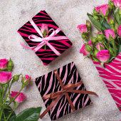 Zebra Print Cute Modern & Elegant Girly Pink White Inpakpapier Vel