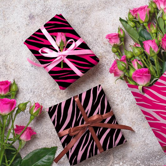 Zebra Print Cute Modern & Elegant Girly Pink White Inpakpapier Vel