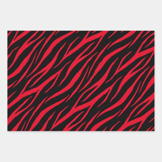 Zebra Print Cute Modern Red White Kerstmis Inpakpapier Vel (Voorkant)