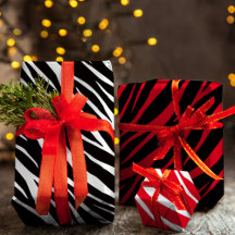 Zebra Print Cute Modern Red White Kerstmis