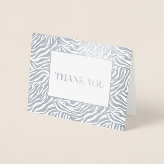 Zebra Print Dank je Folie Kaarten (Voorkant)