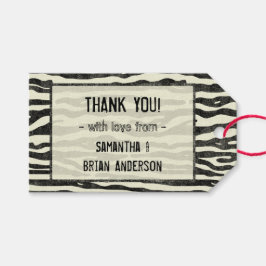 Zebra Print Dank u Bruiloft Elegante Streep Cadeaulabel