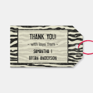 Zebra Print Dank u Bruiloft Elegante Streep Cadeaulabel