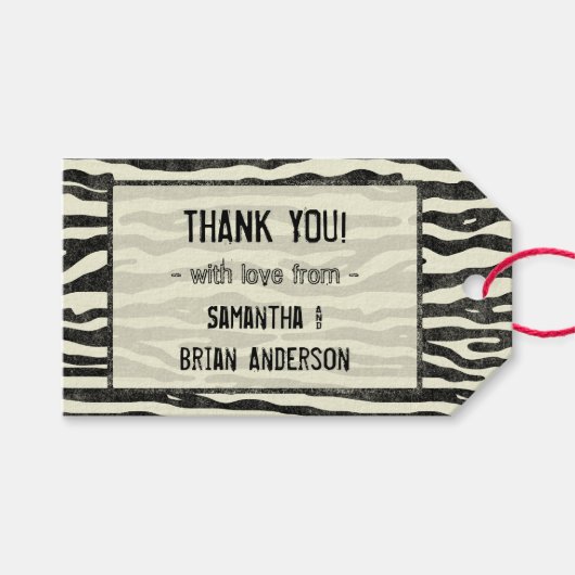 Zebra Print Dank u Bruiloft Elegante Streep Cadeaulabel (Voorkant (Horizontaal))