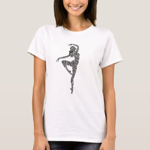 Zebra Print Danser Meisje Dans Ballerina Zwart Wit T-shirt