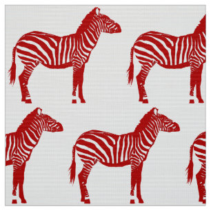 Zebra Print - Deep Red en White Stof