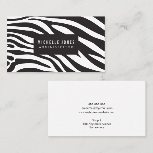 Zebra Print Designer Stylist Visitekaartjes (Voorkant / Achterkant)