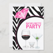 Zebra Print & Diamond Bachelorette Party Kaart (Voorkant)