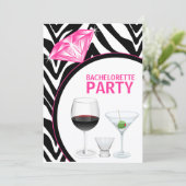 Zebra Print & Diamond Bachelorette Party Kaart (Staand voorkant)