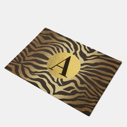 Zebra Print Dierenhuid Modern Glam Gold Chic Deurmat (Schuin)