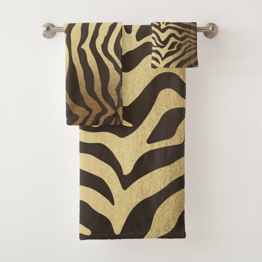 Zebra Print Dierenhuid Skins Gold Glam Modern Bad Handdoek (Insitu)