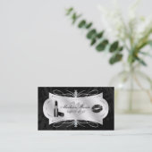Zebra Print Ebony Glitter Cosmetology Visitekaartje (Staand voorkant)