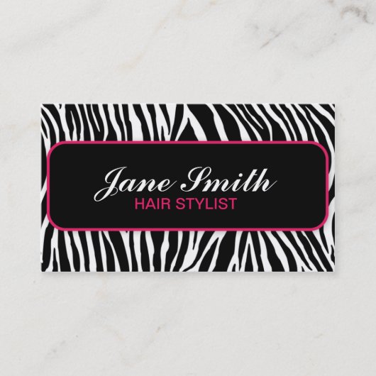 Zebra Print elegant stijlvol modern Visitekaartje (Voorkant)