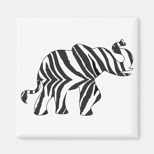 Zebra Print Elephant Magneet (Voorkant)