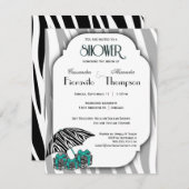 Zebra print en Blauwgroen accentuerkast uitnodigen Kaart (Voorkant / Achterkant)