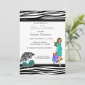 Zebra print en Blauwgroen winkelmama Kaart (Staand voorkant)