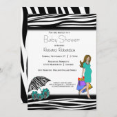 Zebra print en Blauwgroen winkelmama Kaart (Voorkant / Achterkant)