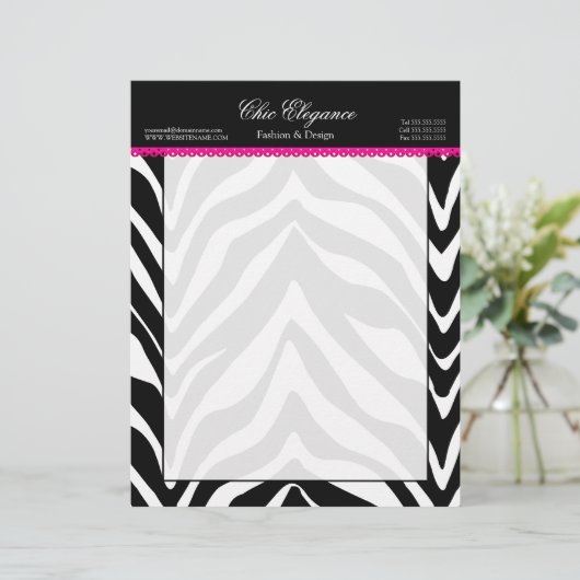Zebra print en kant briefhoofd ontwerp (Staand voorkant)